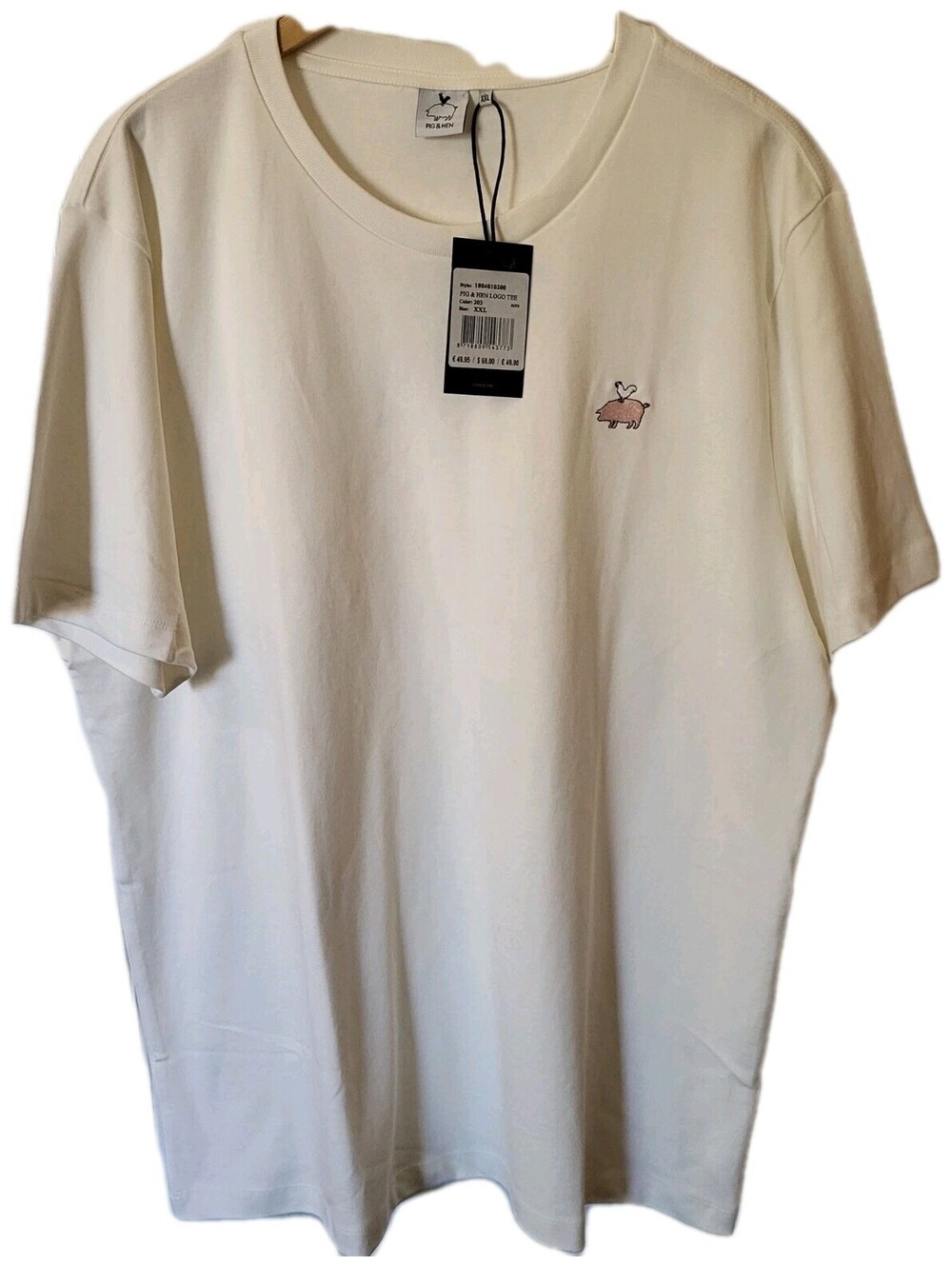 Pig & Hen Men’s Sz XXL Off White Promotional Shirt Sleeve T-Shirt Organic Cotton